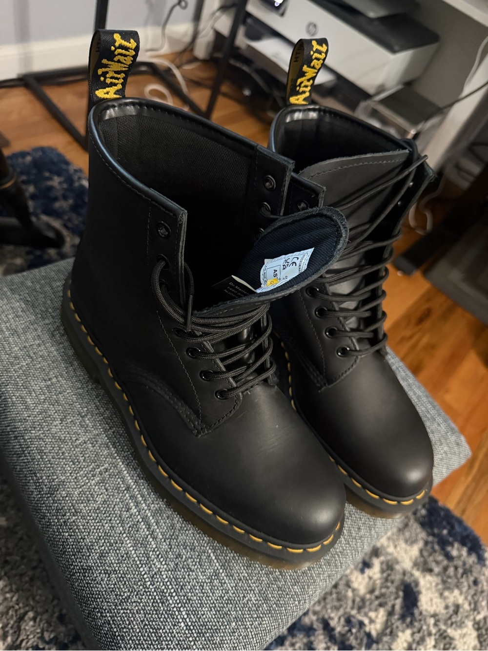Brand new Men's Black Lace-Up Dr. Marten boots with winter grip soles. - Picture 3 of 6